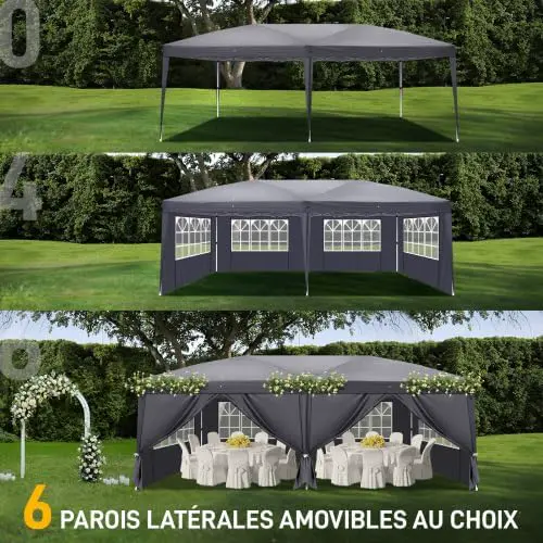 Tonnelle en acier gris 3x6m vue 8