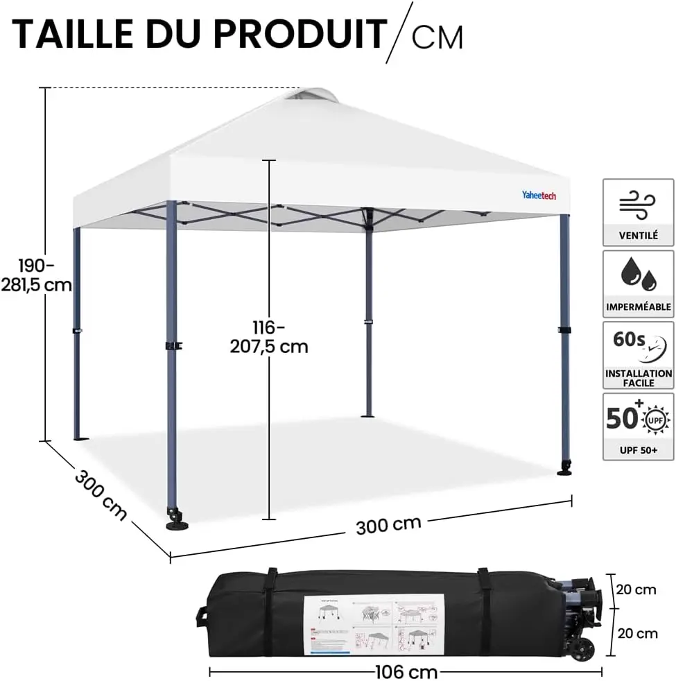 Tonnelle en métal blanc 9 m² vue 3