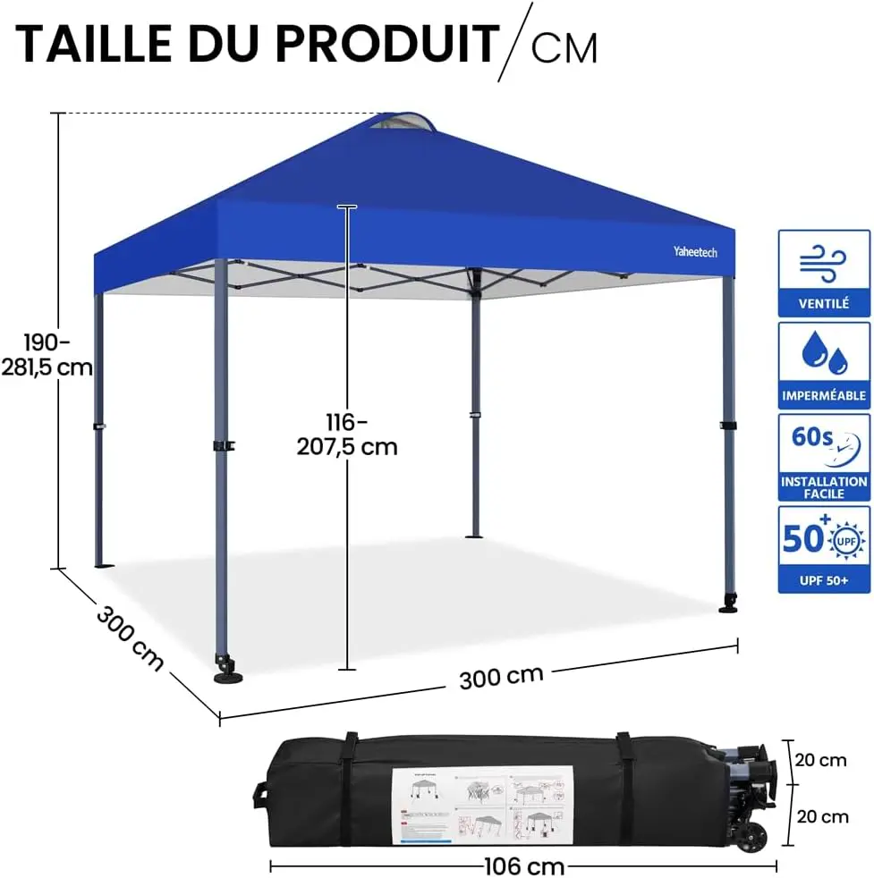 Tonnelle en métal bleu 9 m² vue 3