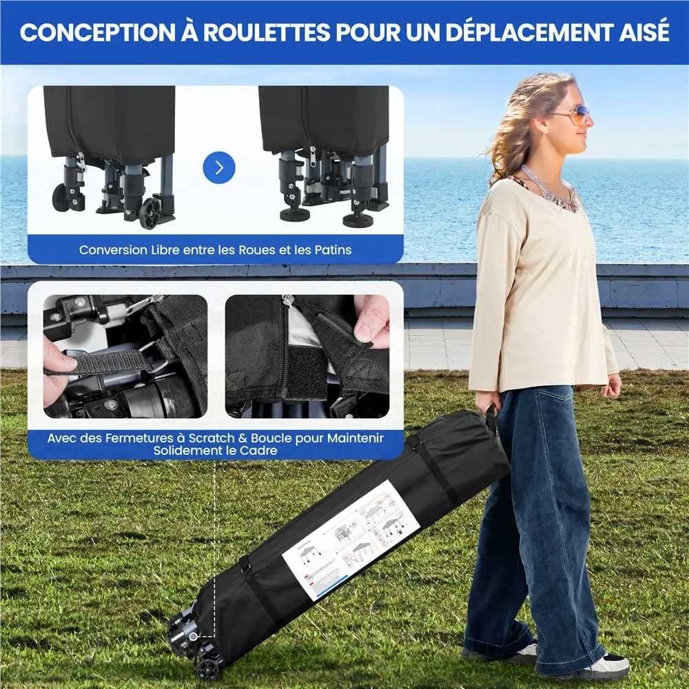 Tonnelle en métal bleu 9 m² vue 8
