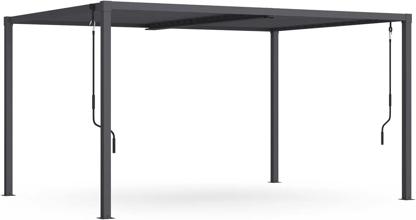 IDMarket - Pergola bioclimatique Lames orientables Acier 3x4 M Gris