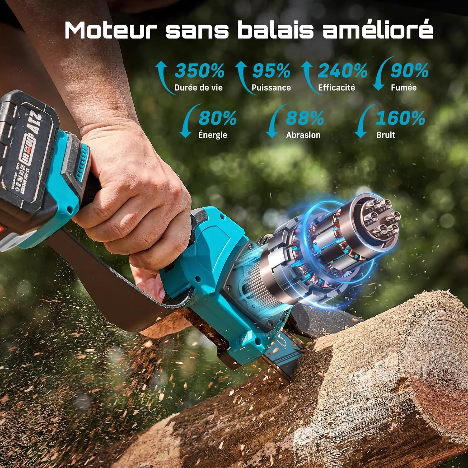 Tronçonneuse à batterie en bois 2 x 4 vue 4