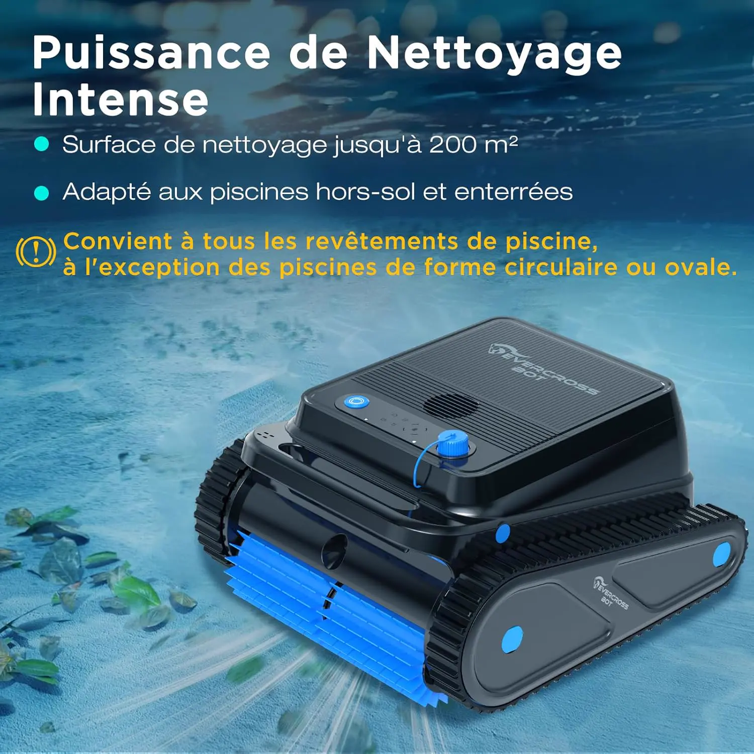 Robot piscine sable 200 m² vue 2