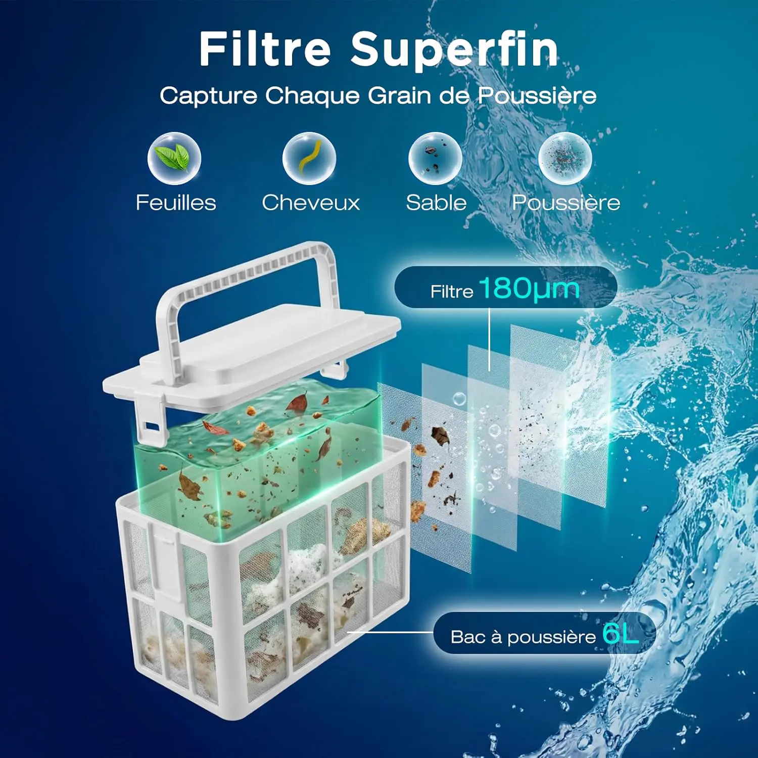 Robot piscine sable 200 m² vue 6