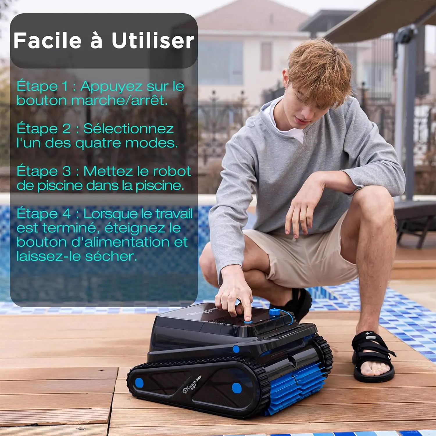 Robot piscine sable 200 m² vue 7
