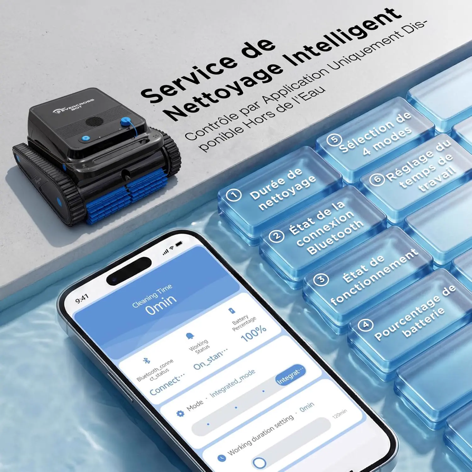 Robot piscine sable 200 m² vue 9