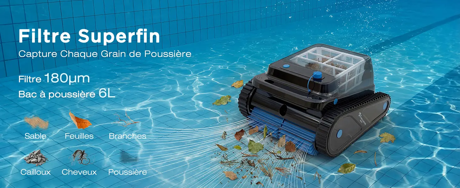 Robot piscine sable 200 m² — contenu détaillé 9