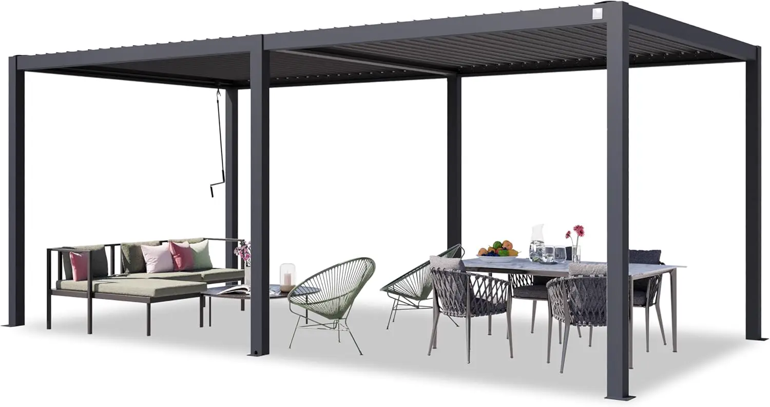 PRIMEYARD Pergola 3x6 m poteaux en Aluminium avec Lames orientables