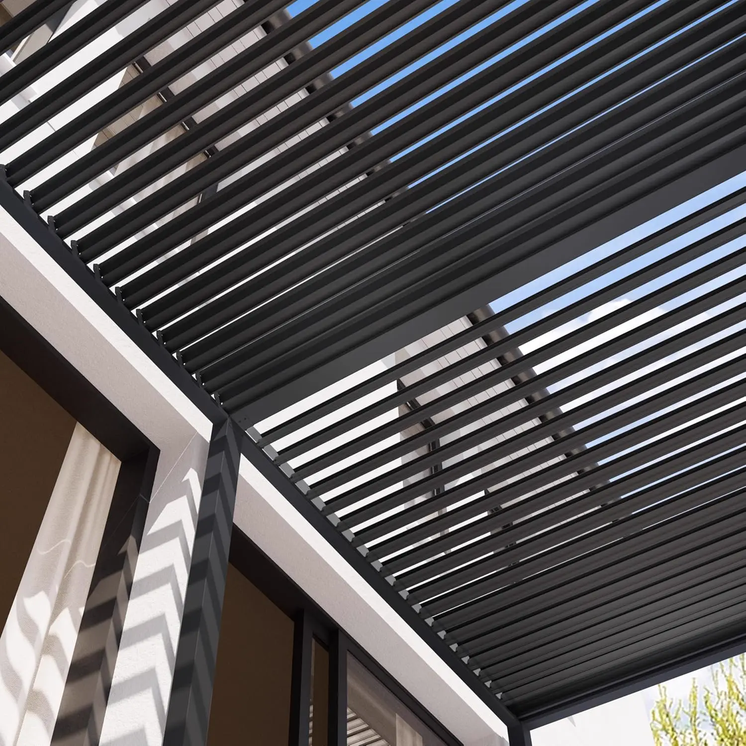 Pergola en acier anthracite 3x6 m vue 6