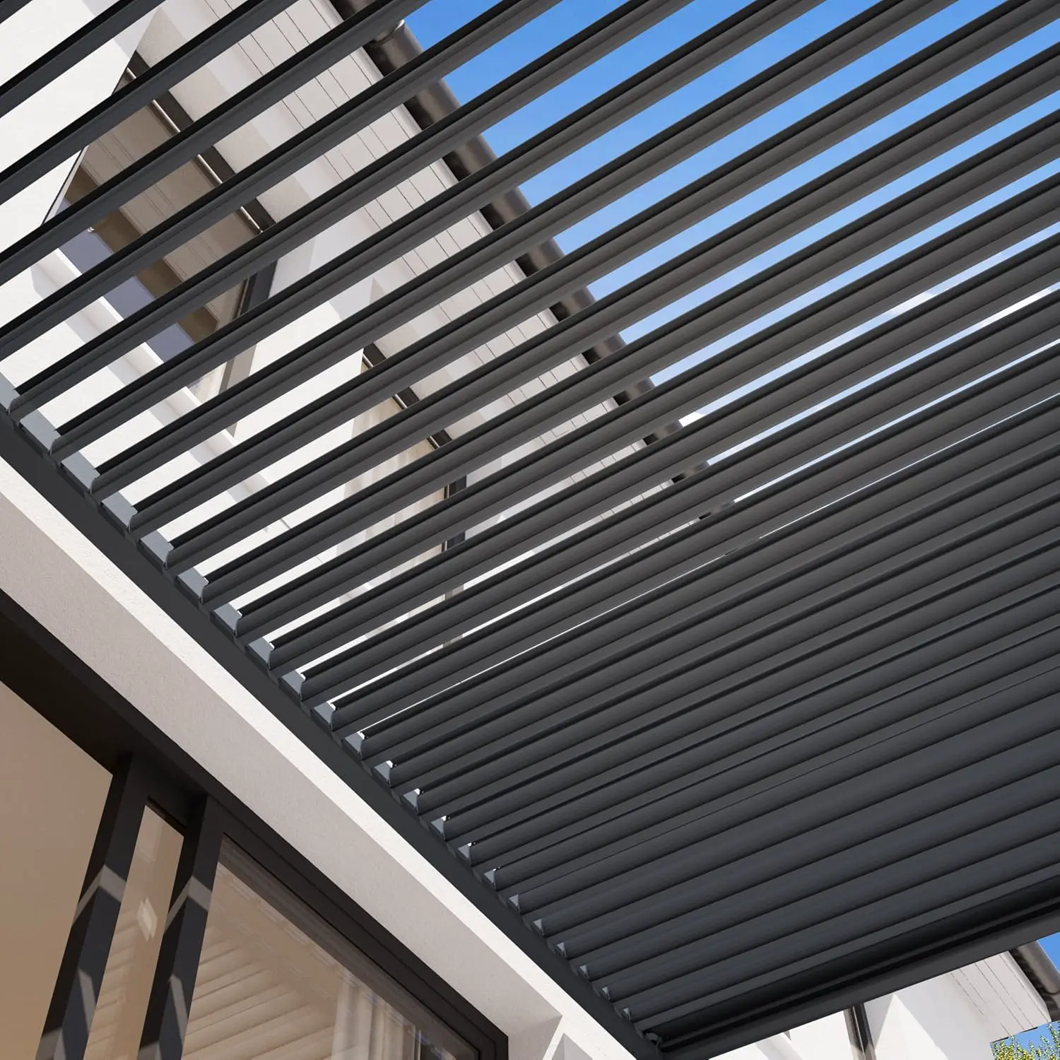 Pergola en aluminium anthracite 3x3 m vue 6