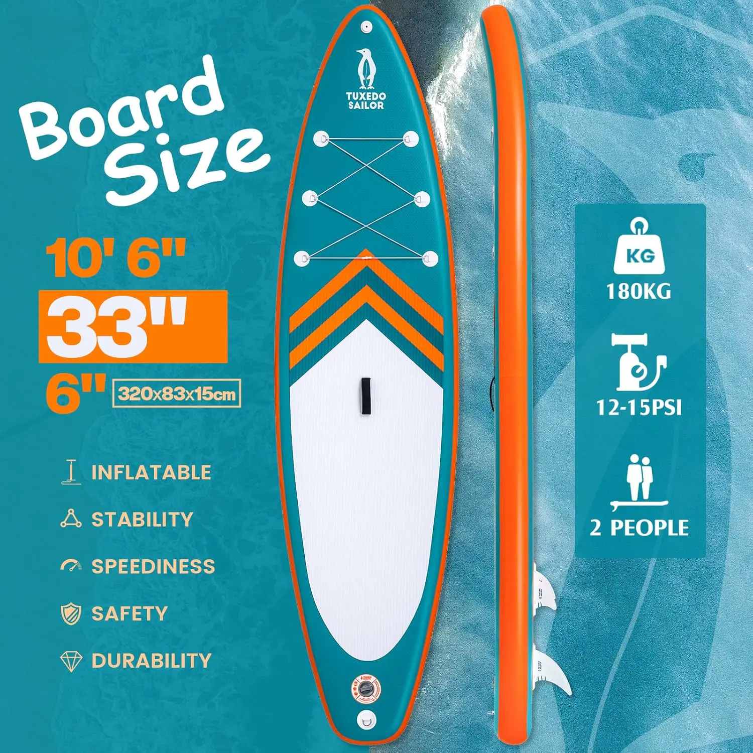 Paddle gonflable orange vue 2