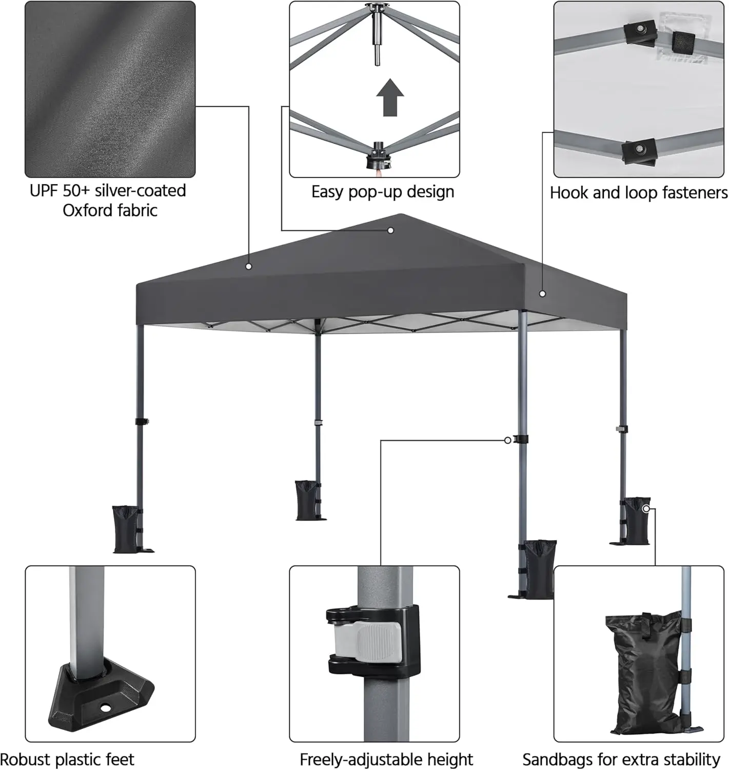 Tonnelle en métal gris 3 × 3 vue 5