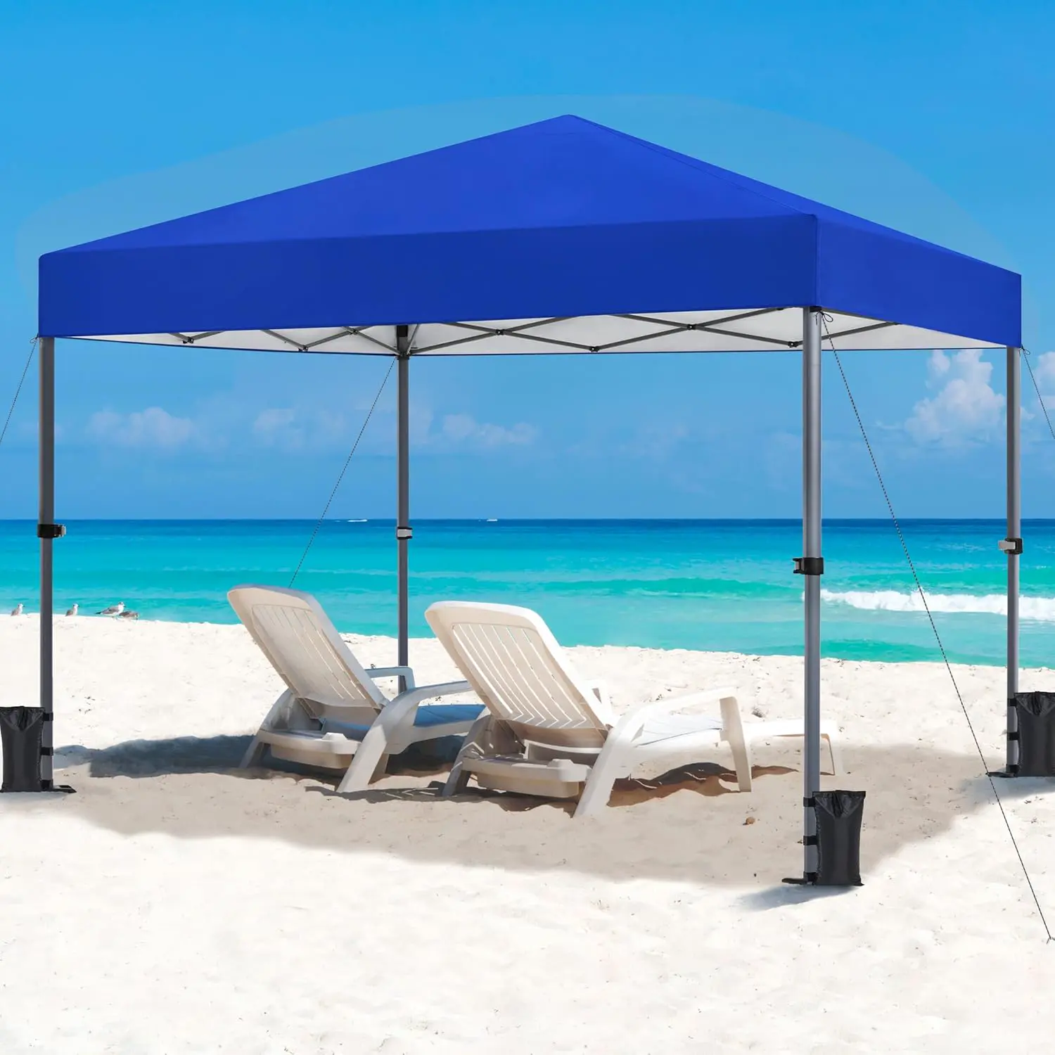 Tonnelle en métal bleu 3 × 3 vue 3