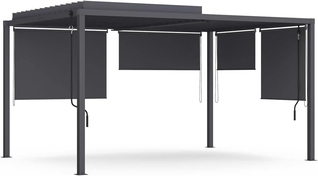 IDMarket - Pergola bioclimatique Lames orientables Acier 3x4 M et 4
