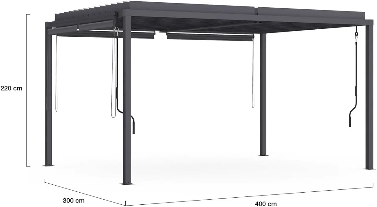 Pergola en acier gris 8 x 8 cm vue 4