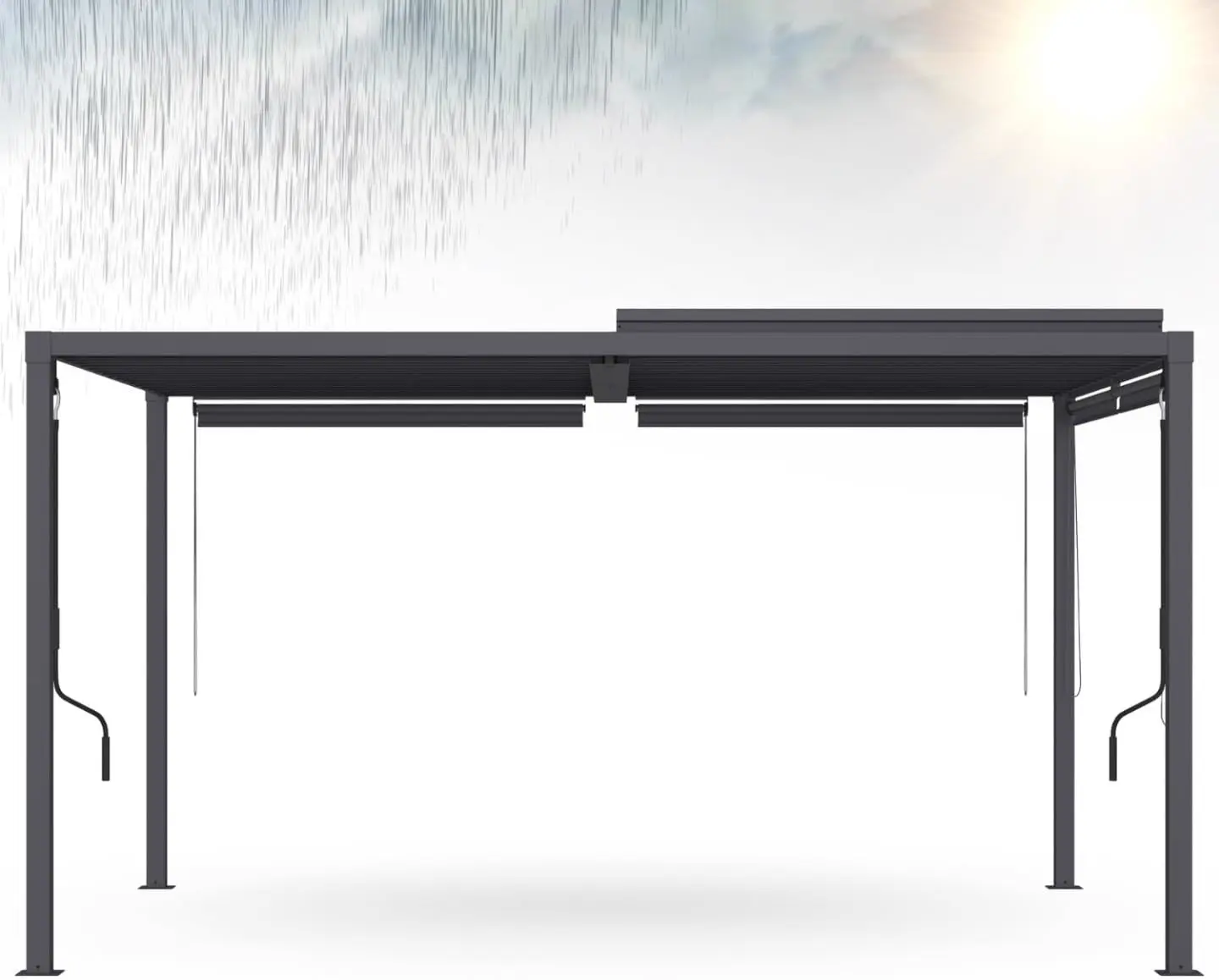Pergola en acier gris 8 x 8 cm vue 8