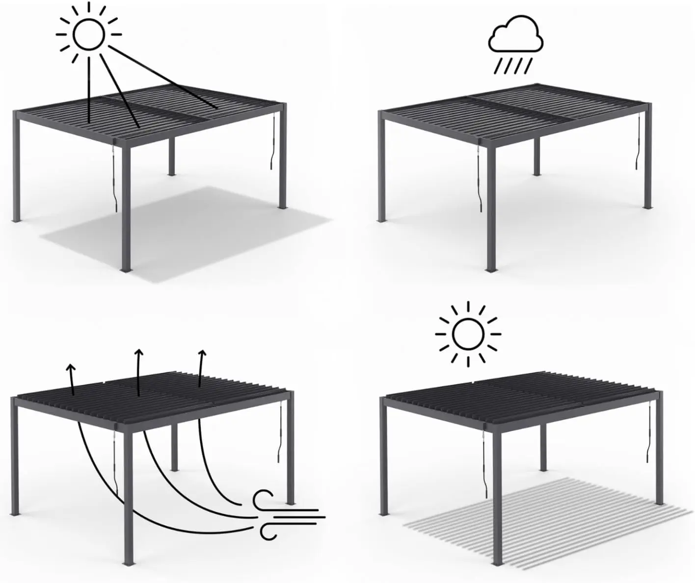 Pergola en acier gris 8 x 8 cm vue 9