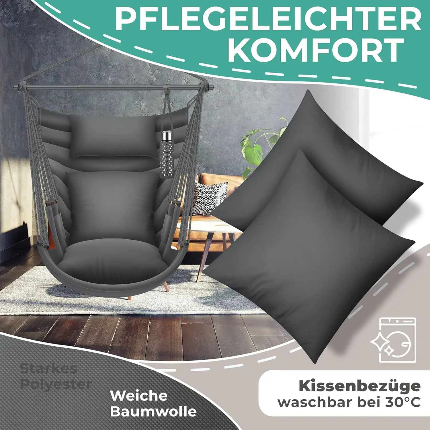 Fauteuils suspendus anthracite 30x15 cm vue 4