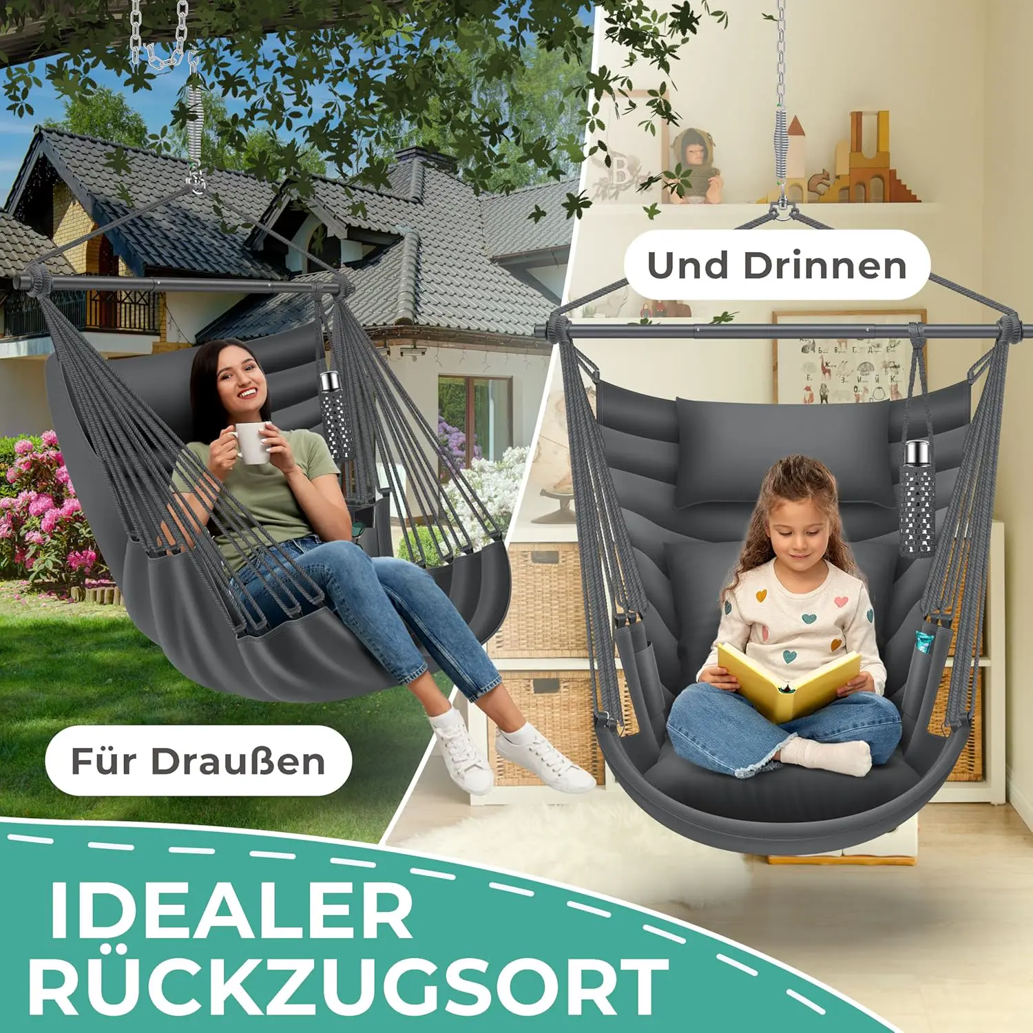 Fauteuils suspendus anthracite 30x15 cm vue 5