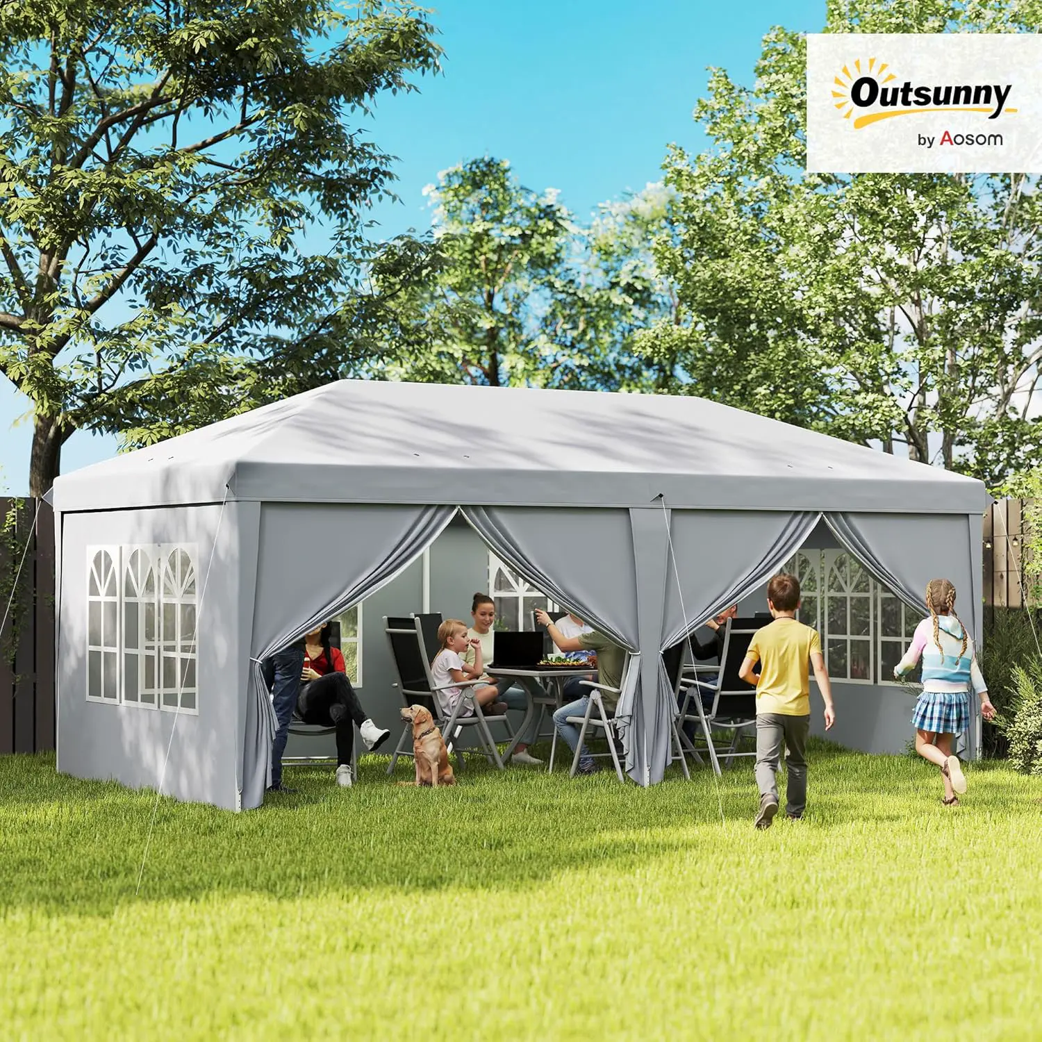 Tonnelle en métal gris 3x6m vue 2