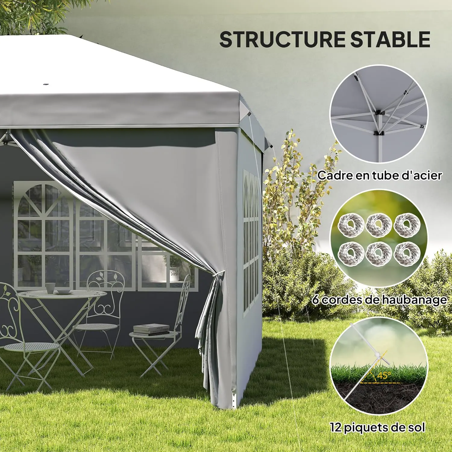Tonnelle en métal gris 3x6m vue 6