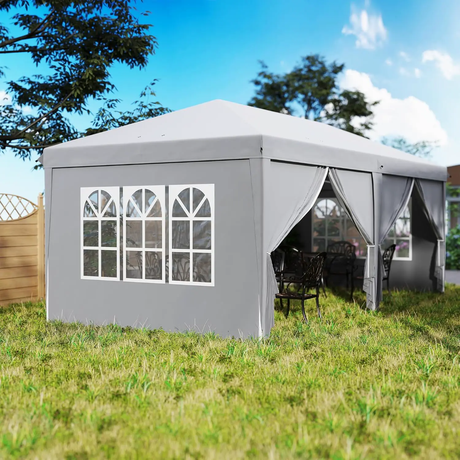 Tonnelle en métal gris 3x6m vue 9