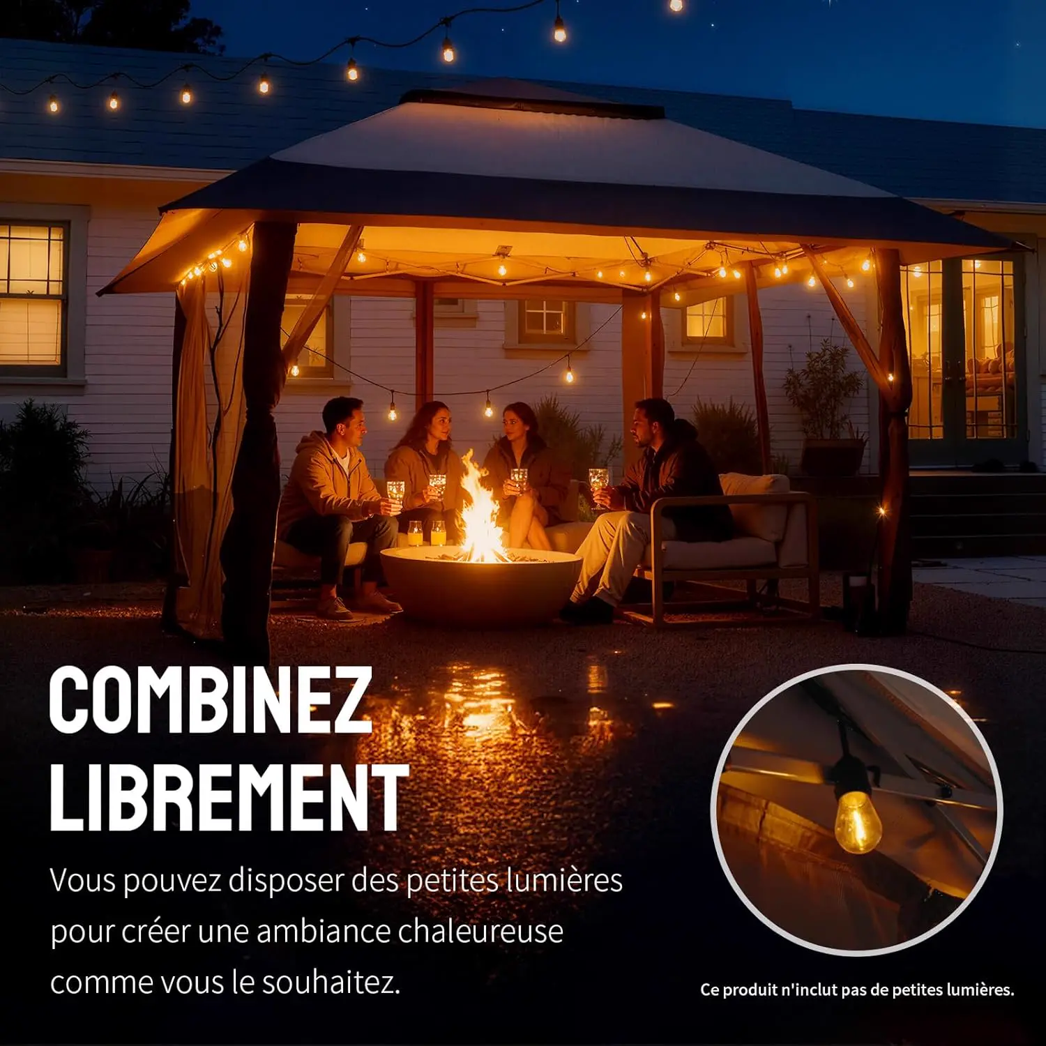 Tonnelle en acier beige 4 x 4 m vue 6