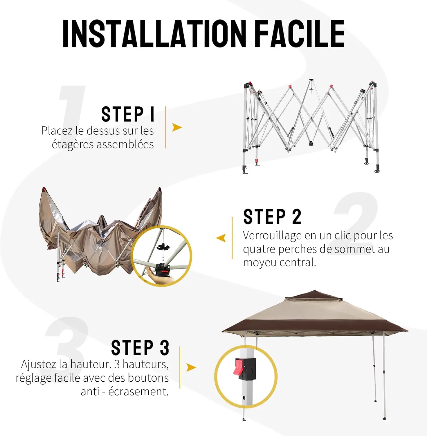 Tonnelle en acier beige 4 x 4 m vue 7