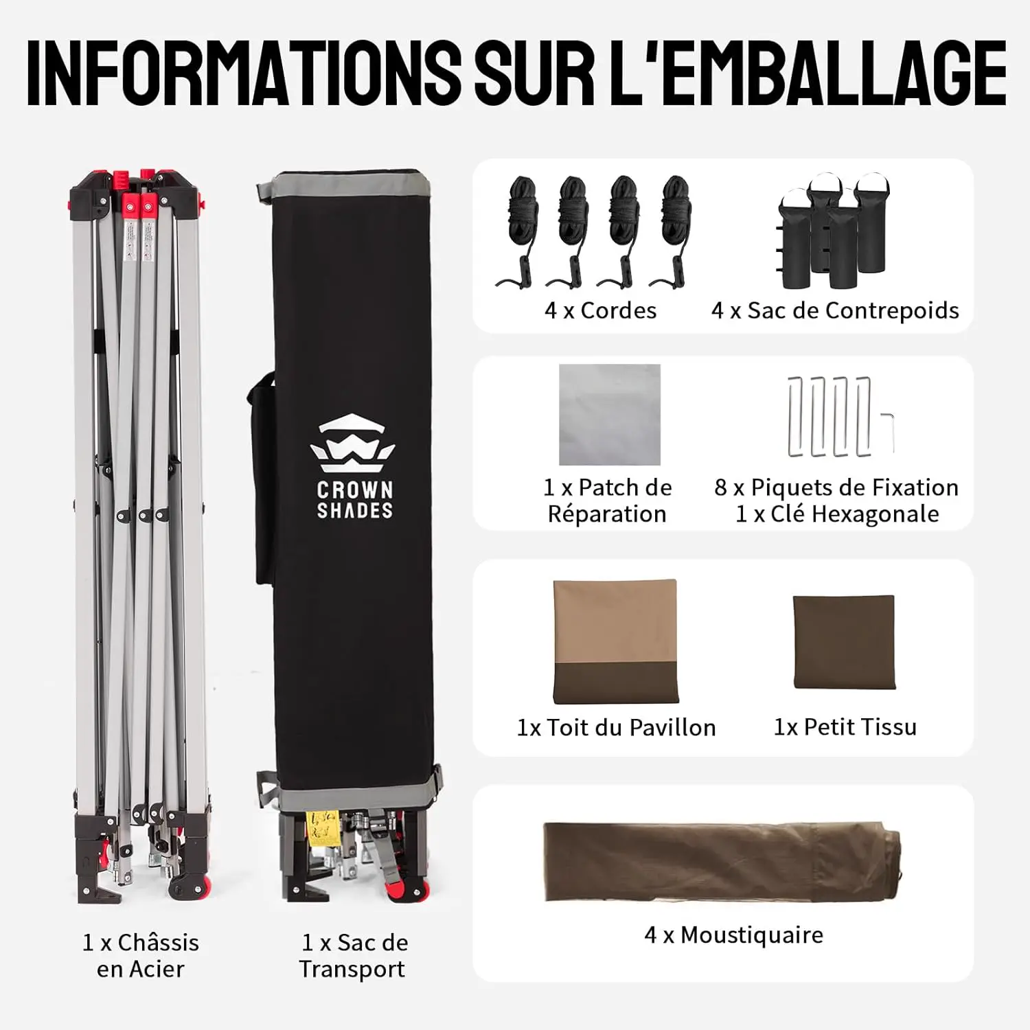 Tonnelle en acier beige 4 x 4 m vue 8