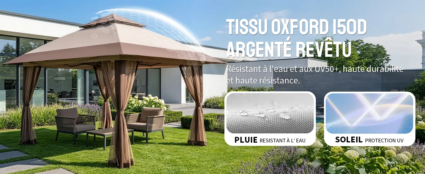 Tonnelle en acier rouge 4 x 4 m — contenu détaillé 7