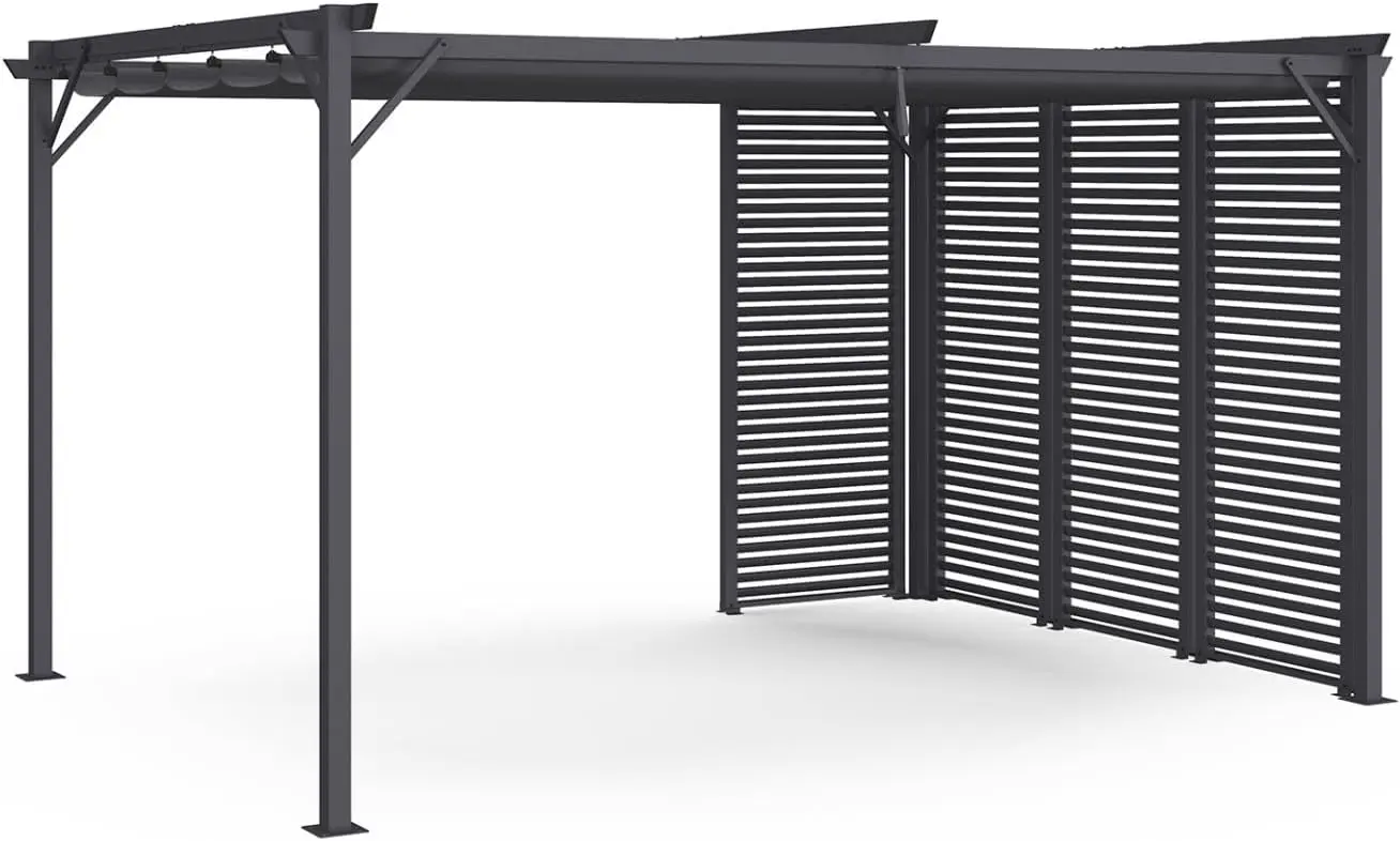 Pergola en acier gris 3x4 m rétractable vue 4