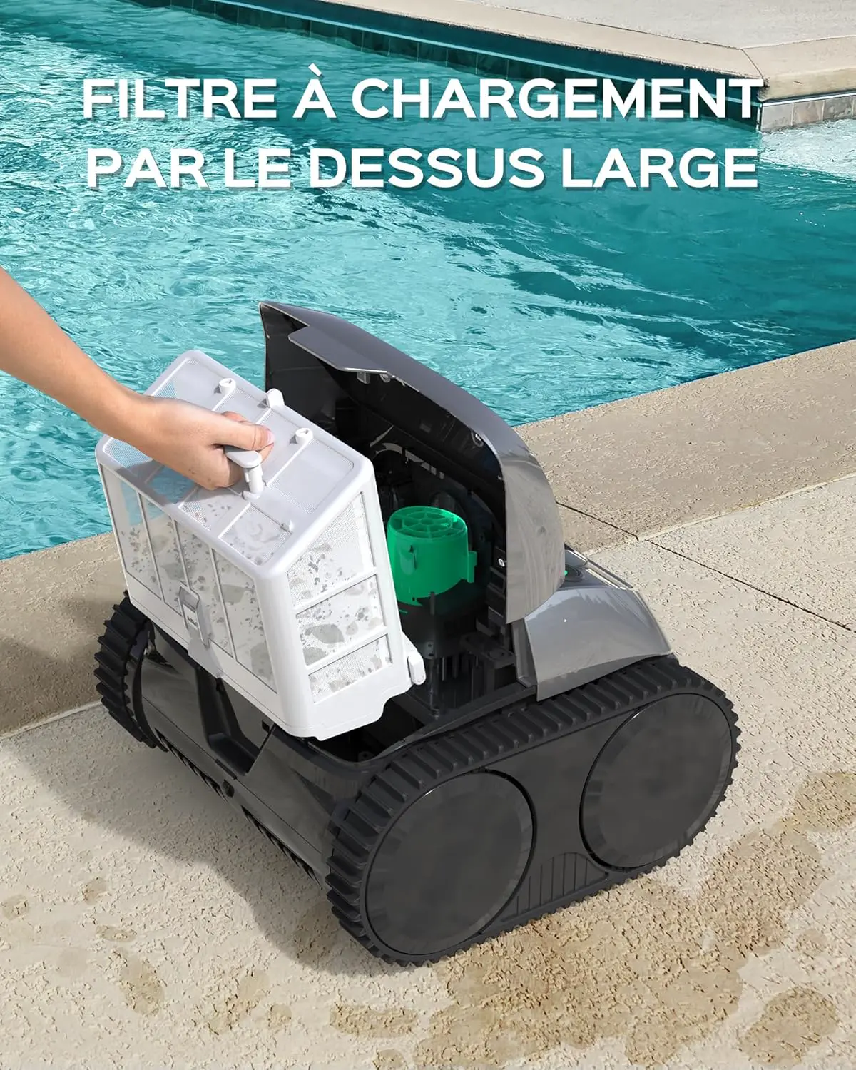 Robot piscine gris 160 m² vue 5