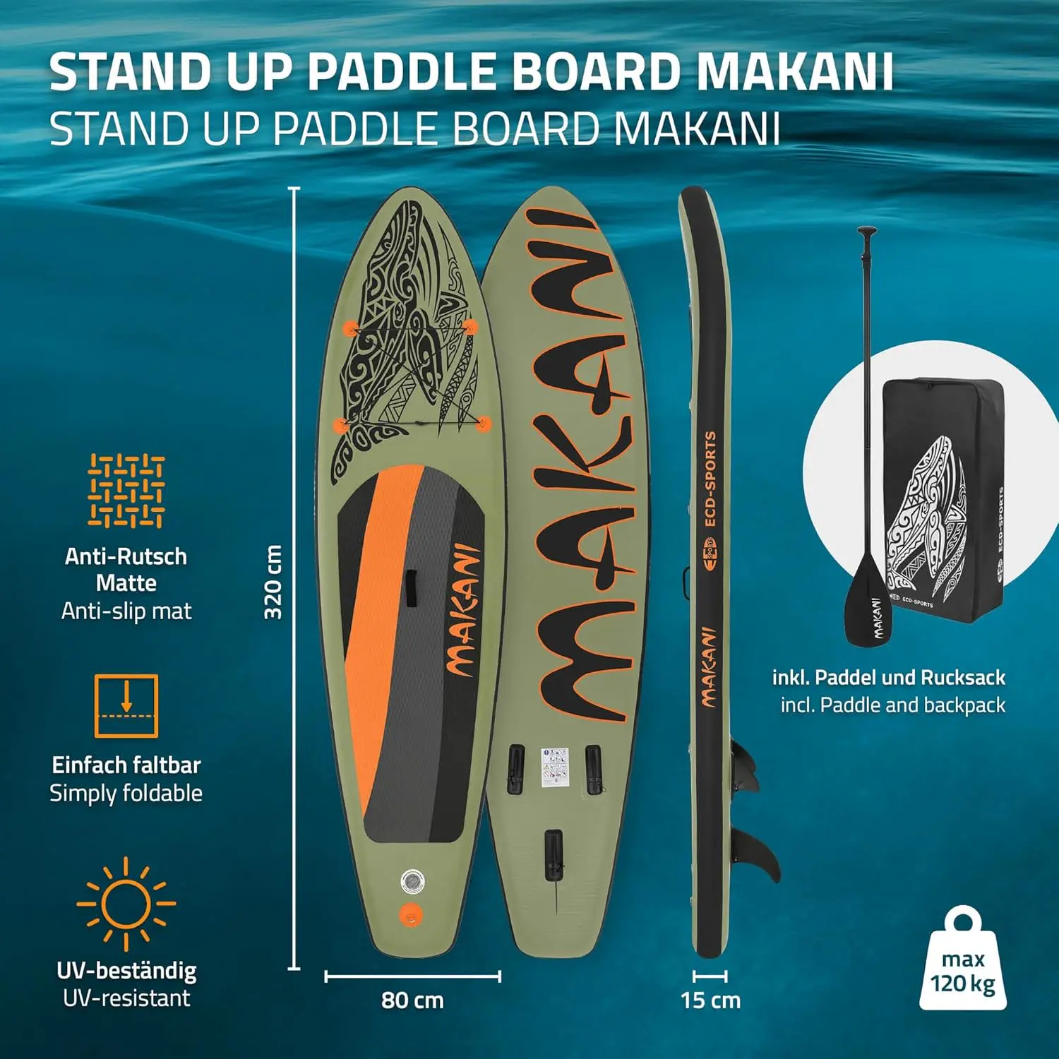 Paddle gonflable en aluminium sable vue 2