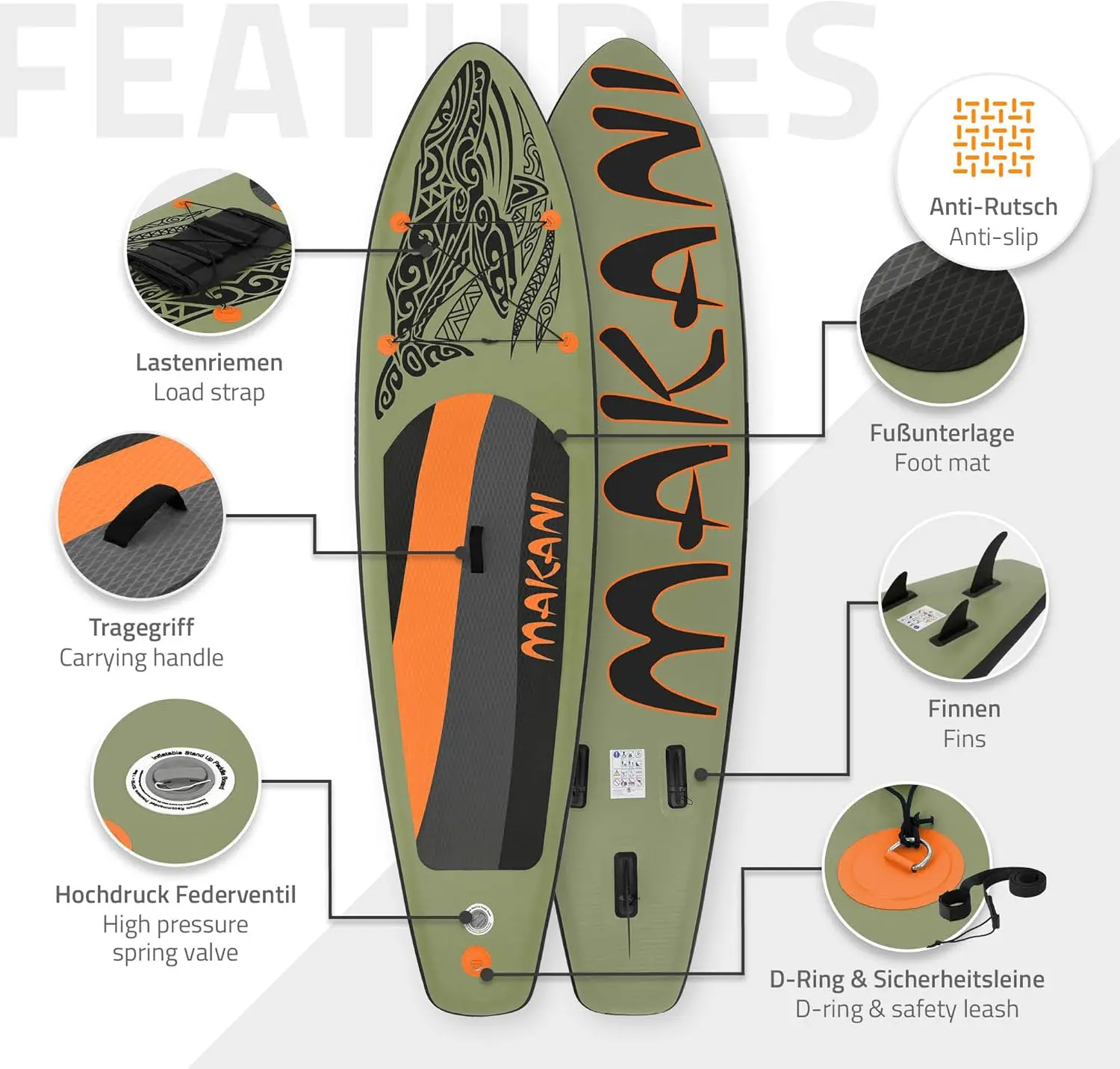 Paddle gonflable en aluminium sable vue 3