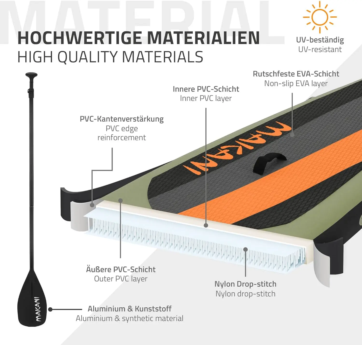 Paddle gonflable en aluminium sable vue 5