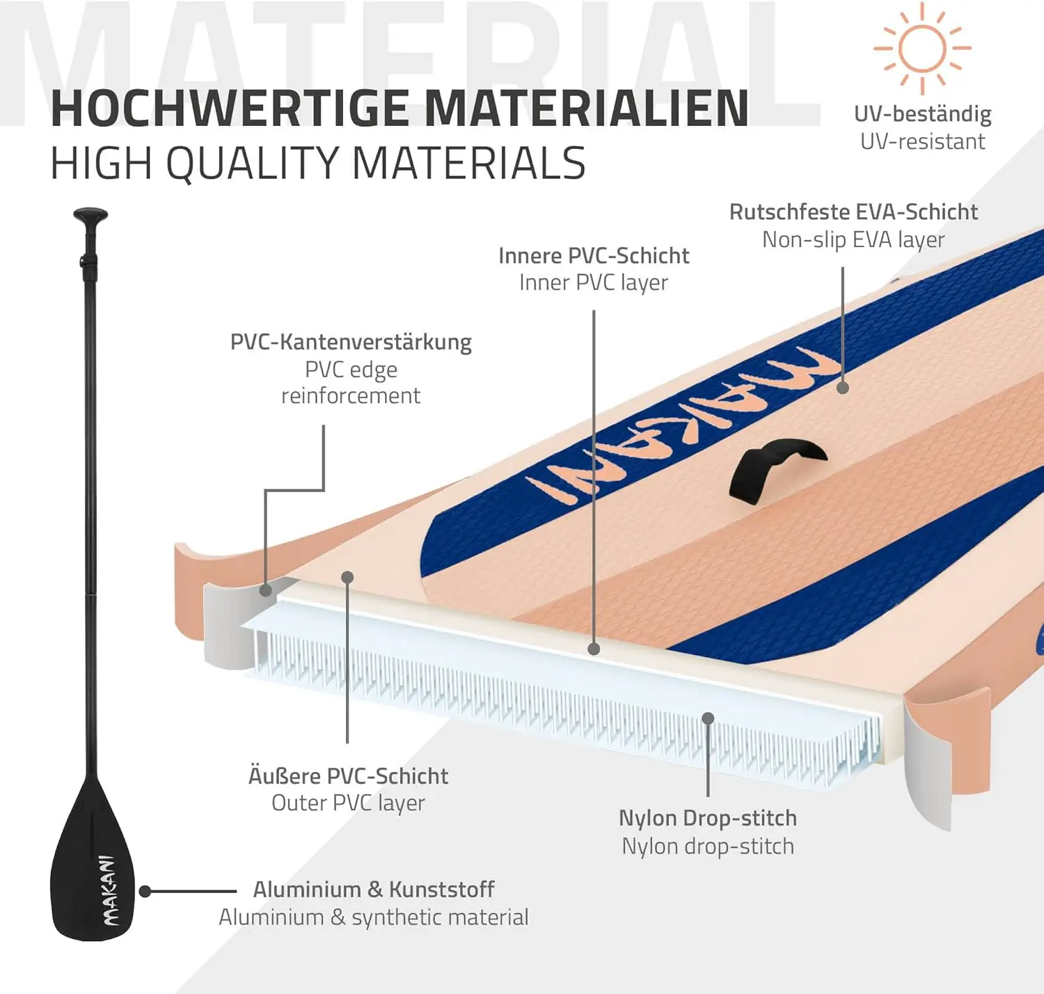 Paddle gonflable en aluminium sable vue 5