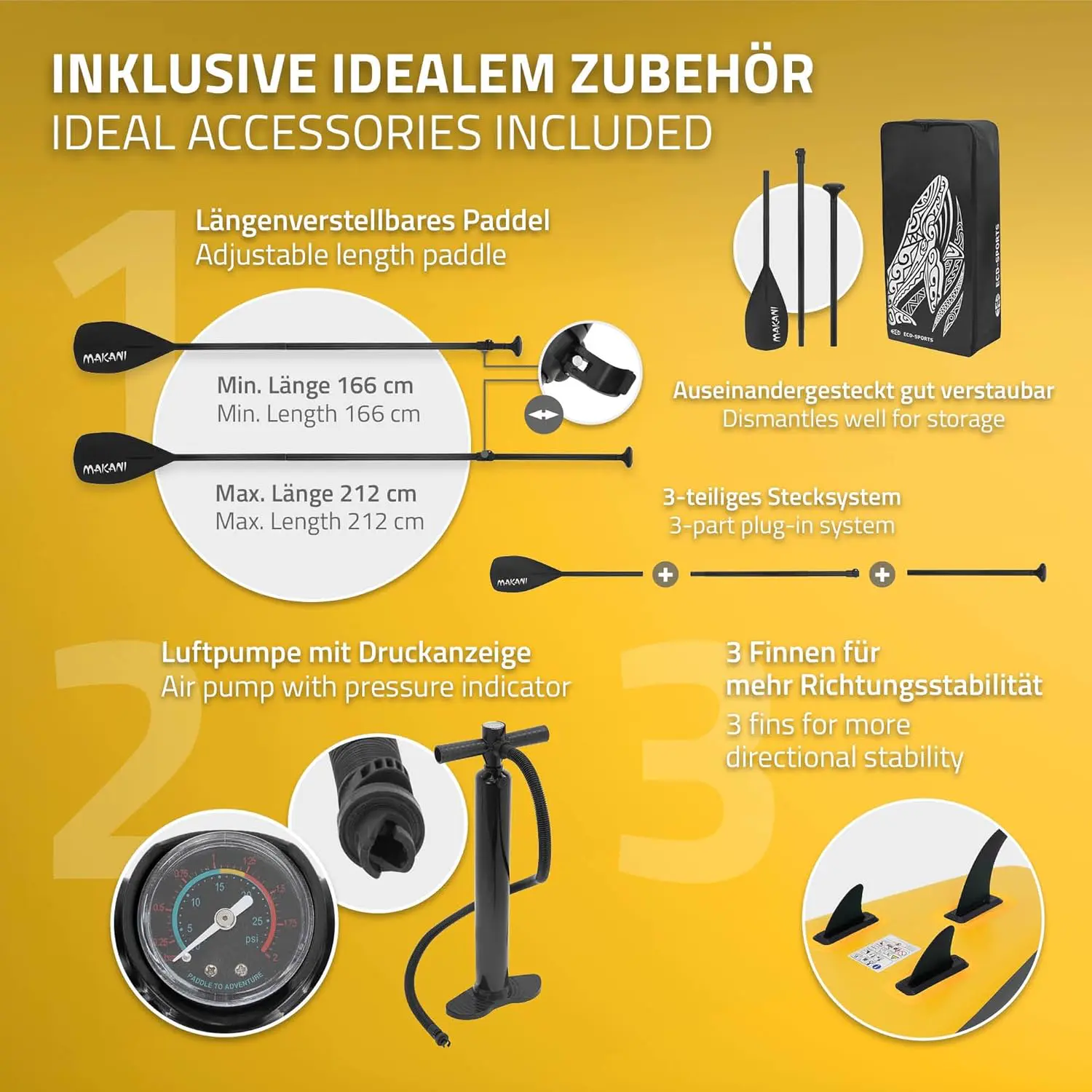 Paddle gonflable en aluminium jaune vue 4