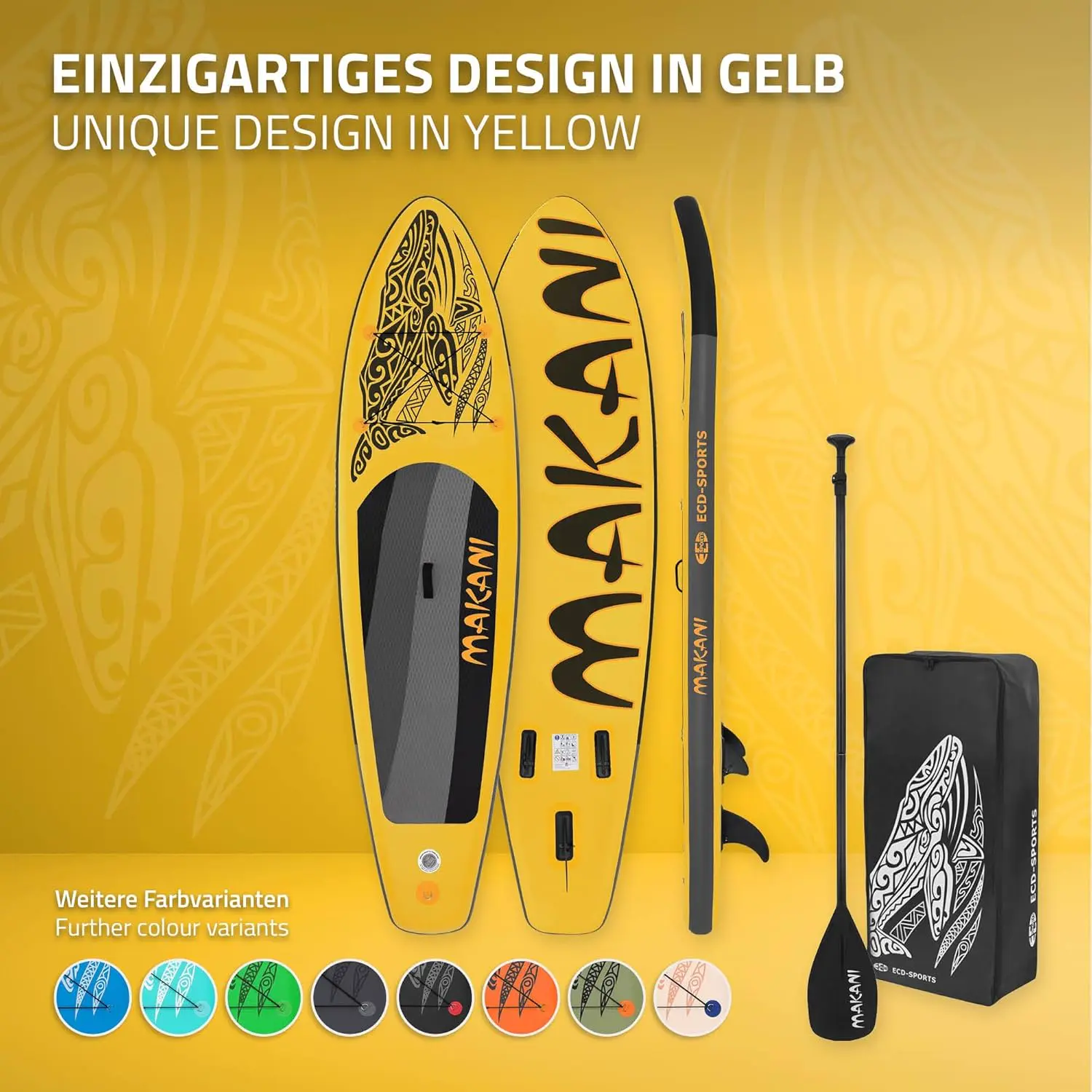 Paddle gonflable en aluminium jaune vue 6