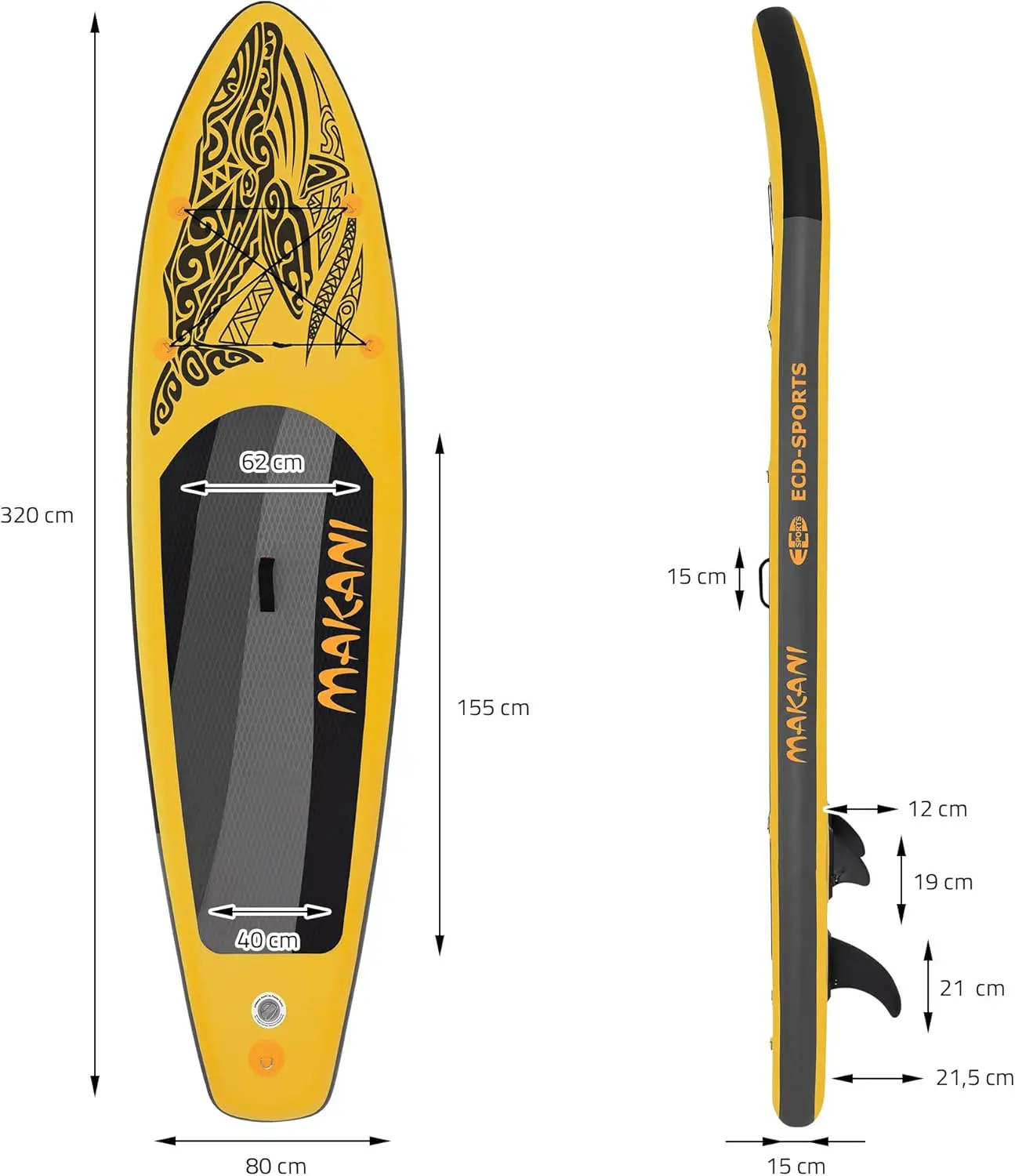 Paddle gonflable en aluminium jaune vue 8