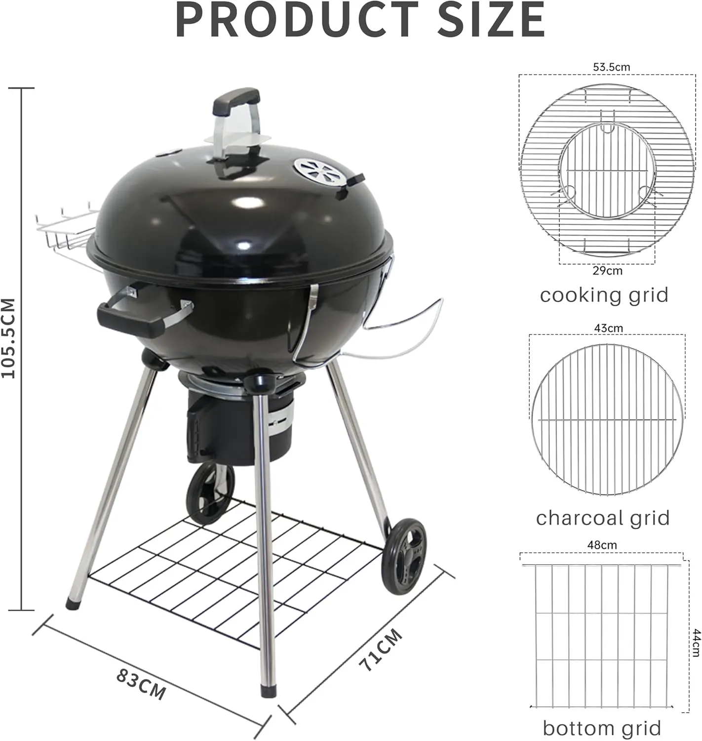 Barbecue à charbon en acier 85 x 112cm vue 8