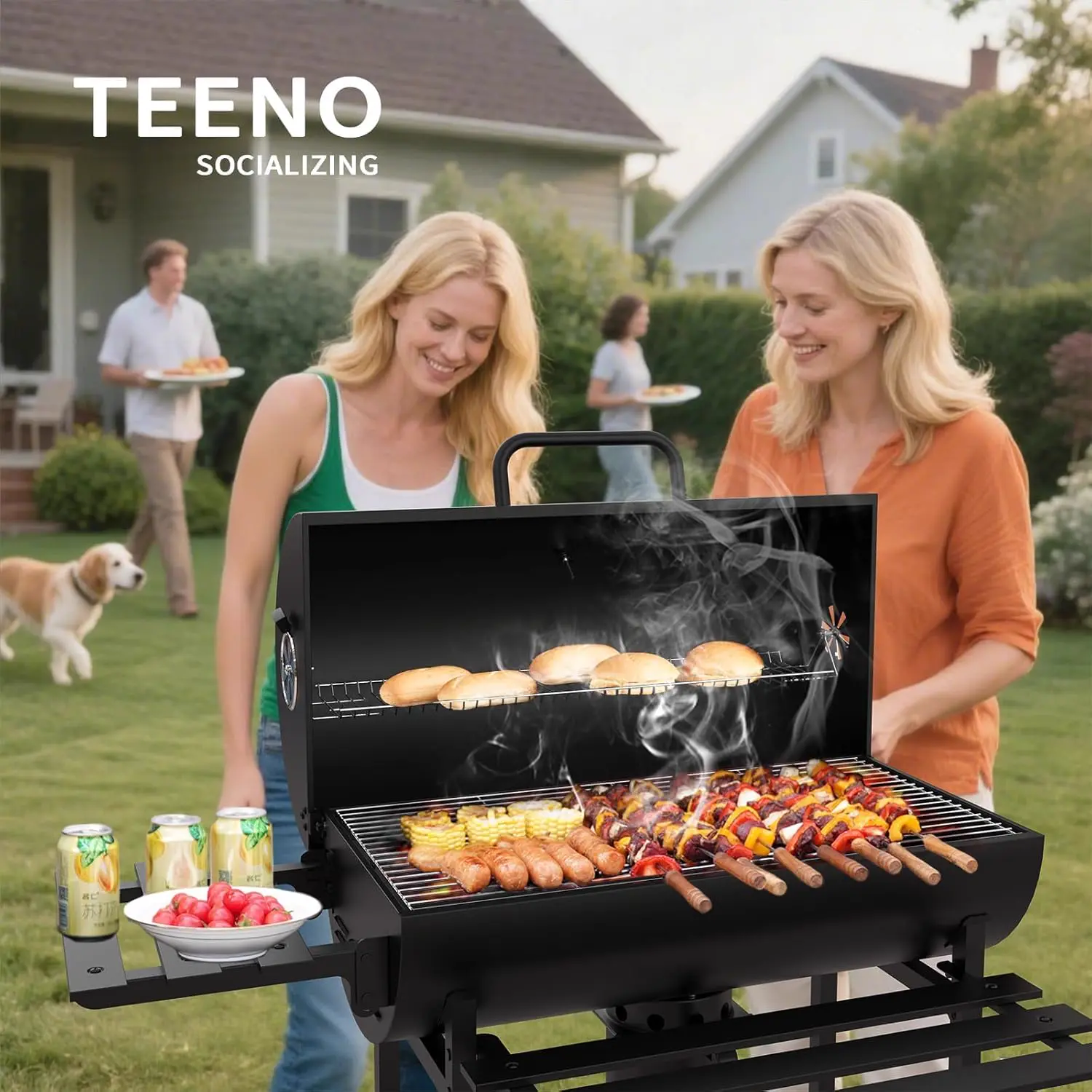 Barbecue à charbon en acier noir 85 x 112 cm vue 7