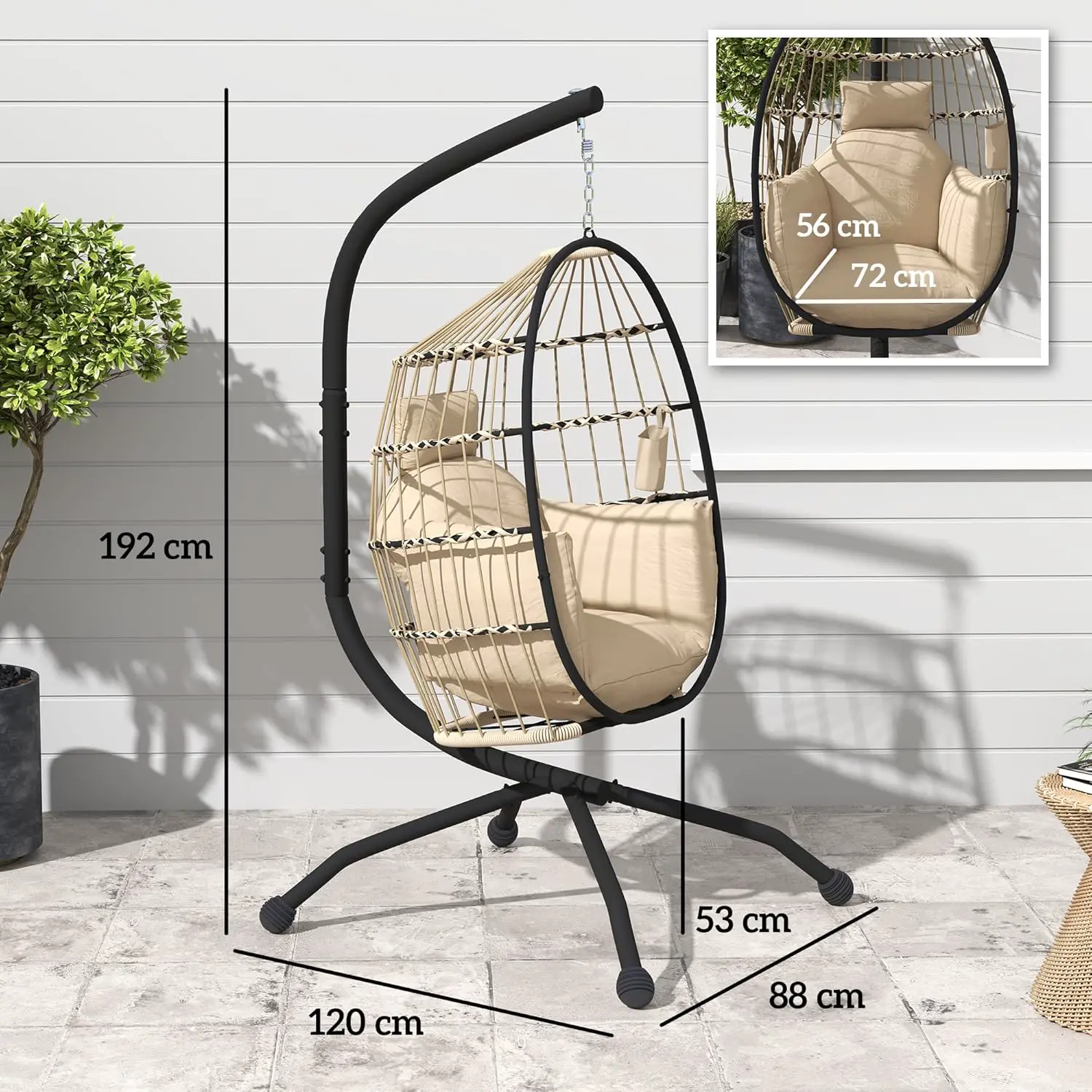 Fauteuils suspendus en acier kaki 78 x 19 cm vue 6