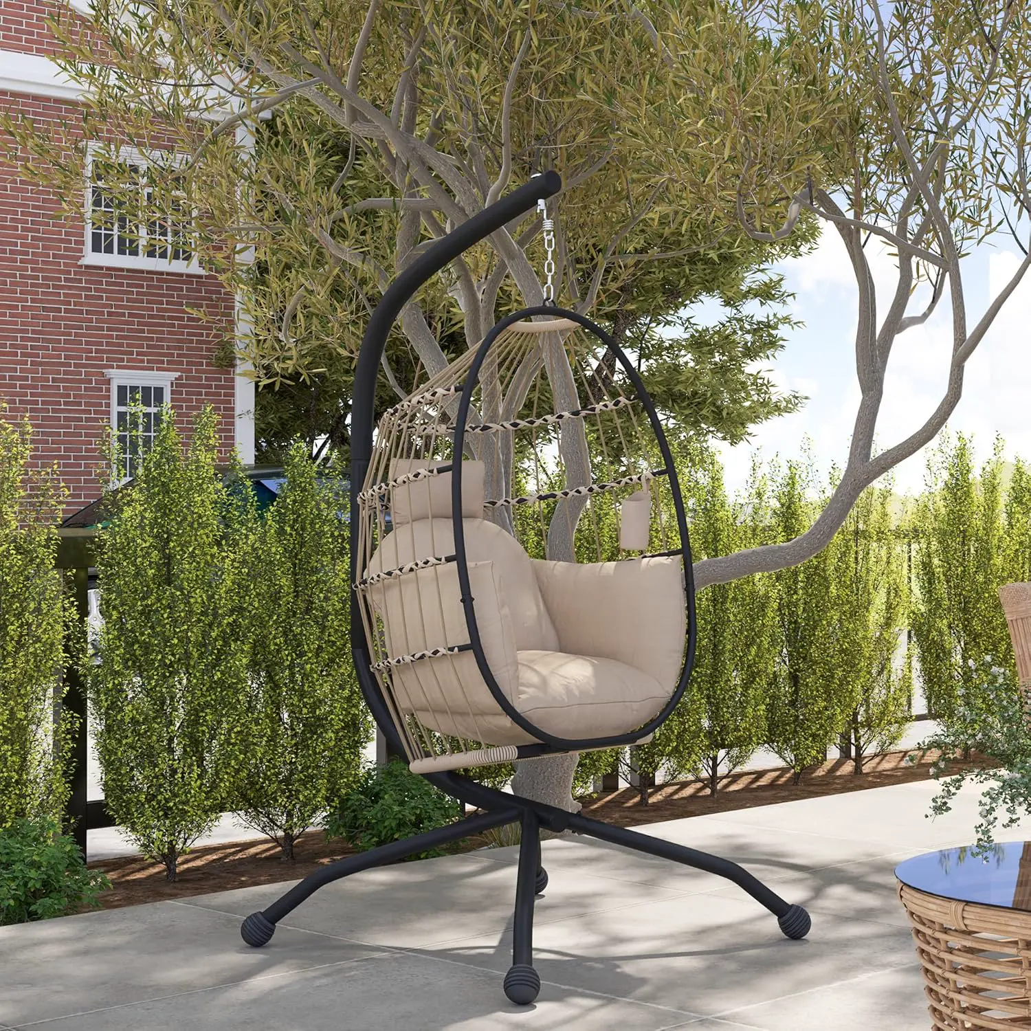 Fauteuils suspendus en acier kaki 78 x 19 cm vue 7