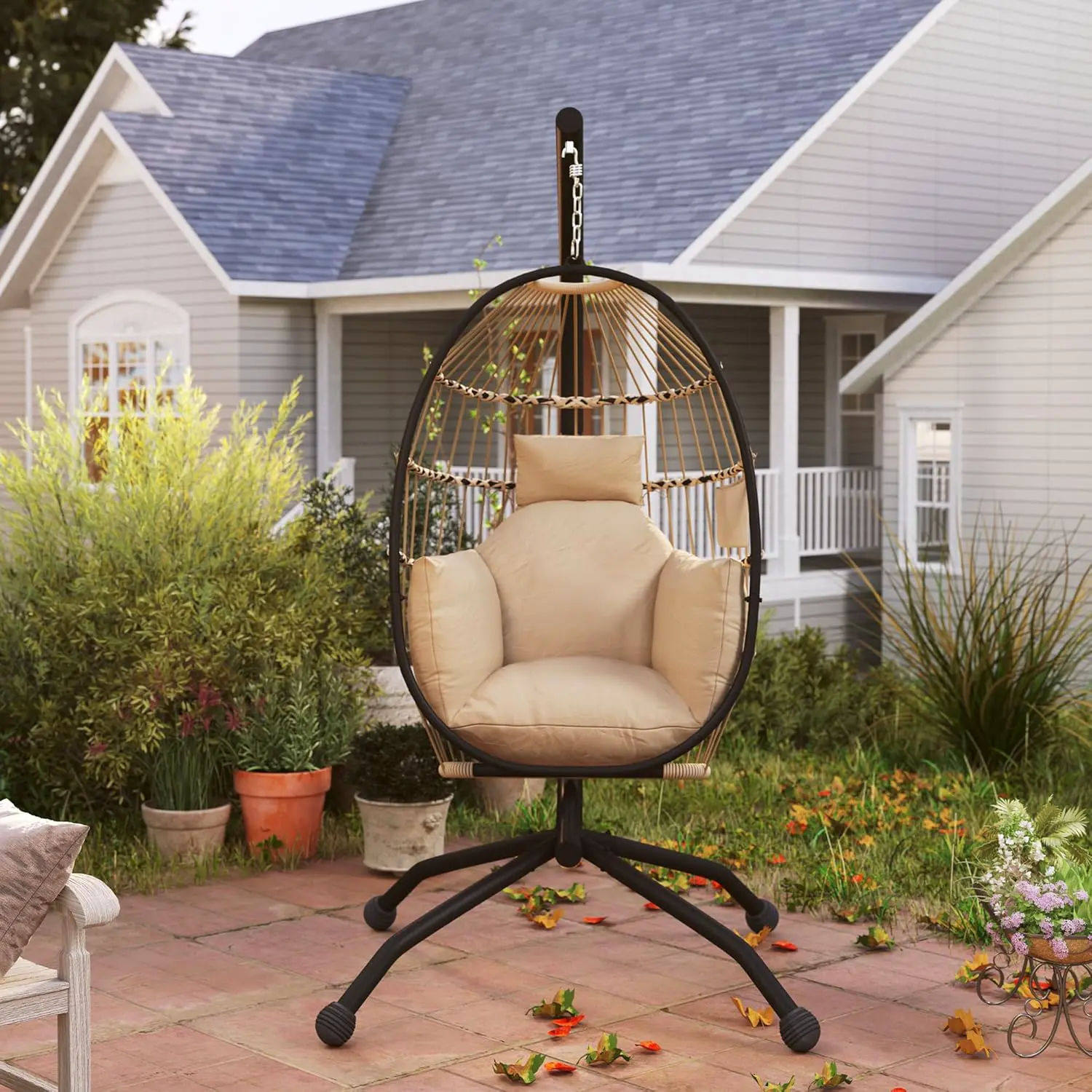 Fauteuils suspendus en acier kaki 78 x 19 cm vue 8