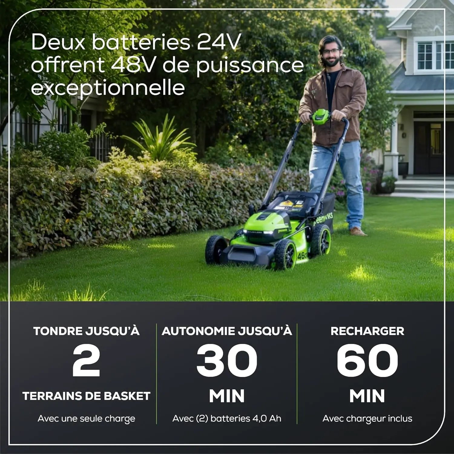 Tondeuse autoportée en acier noir 450 m² vue 3