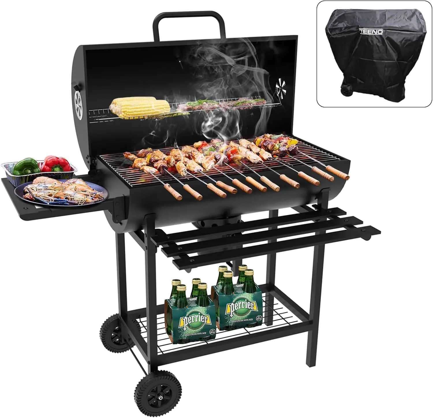 Teeno Barbecue Charbon de Bois avec Grille de Cuisson XXL avec Deux