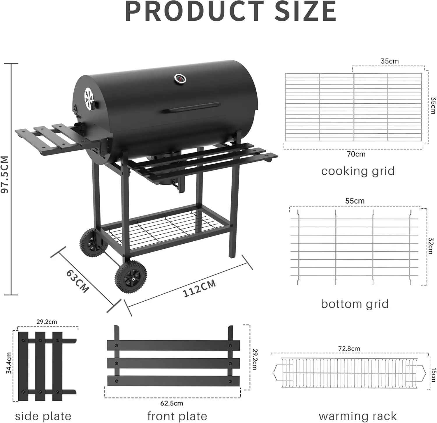 Barbecue à charbon en acier noir vue 5