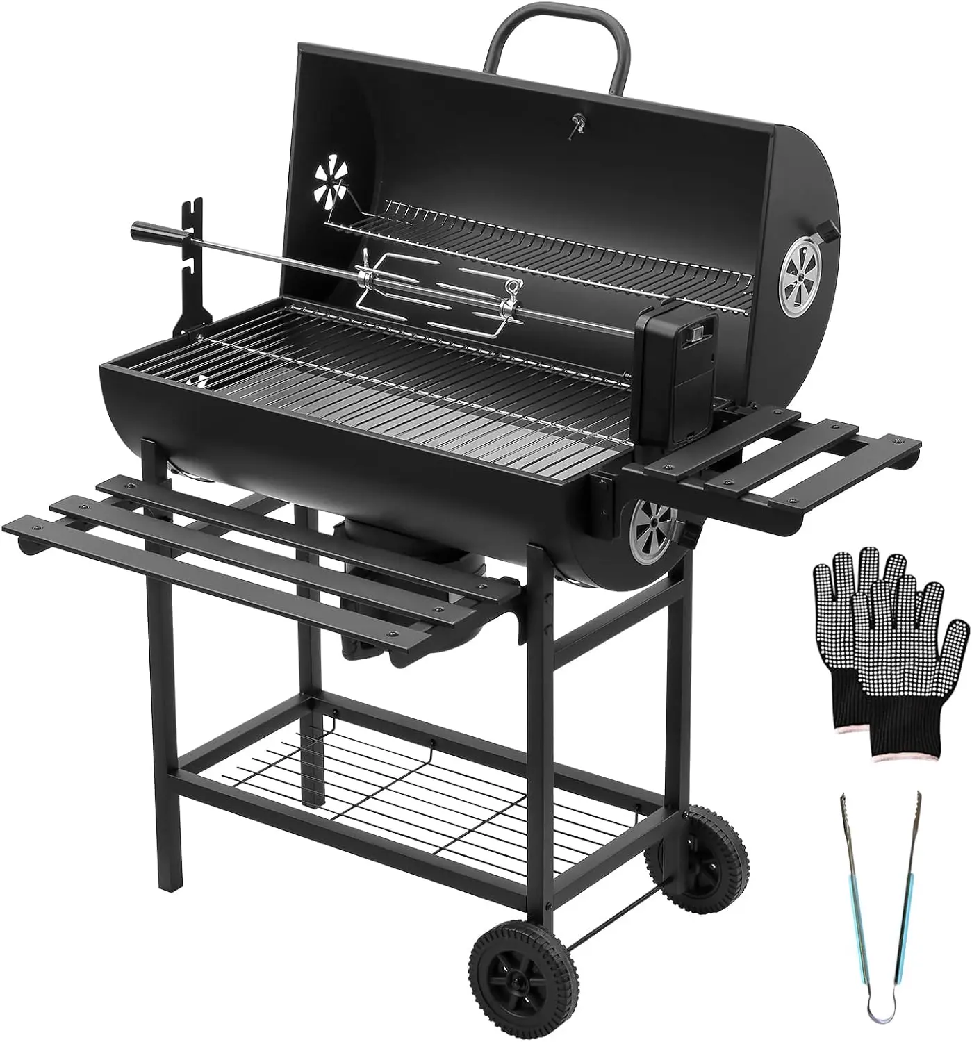 Barbecue à charbon en acier noir 85 x 118 cm vue 4