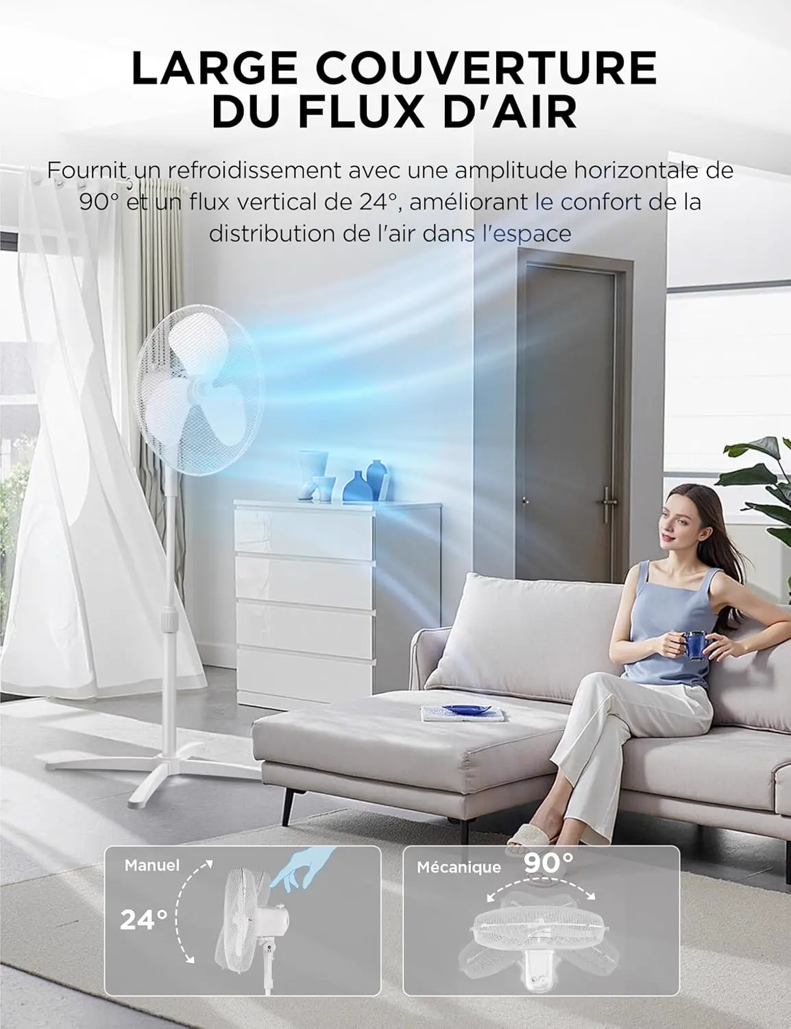 Ventilateur blanc vue 2