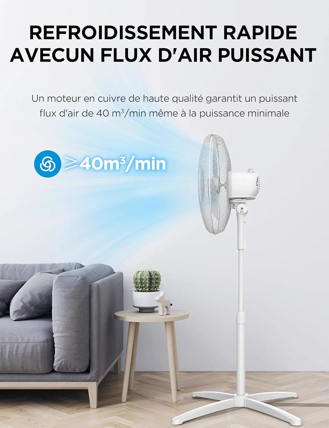 Ventilateur blanc vue 3